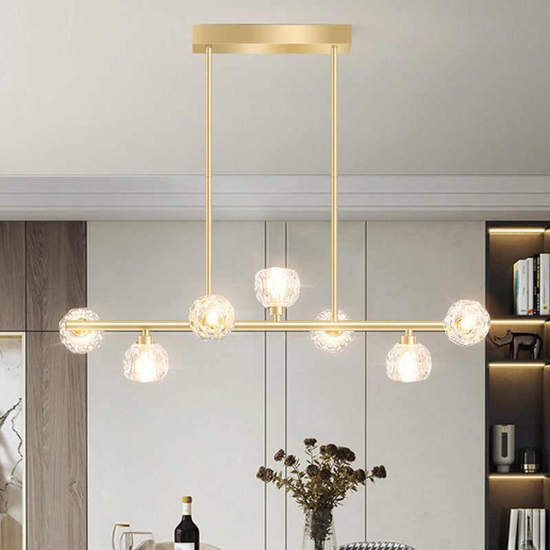 7-Light Modern Golden Kitchen Island Lighting LED Ceiling Light for Bedroom