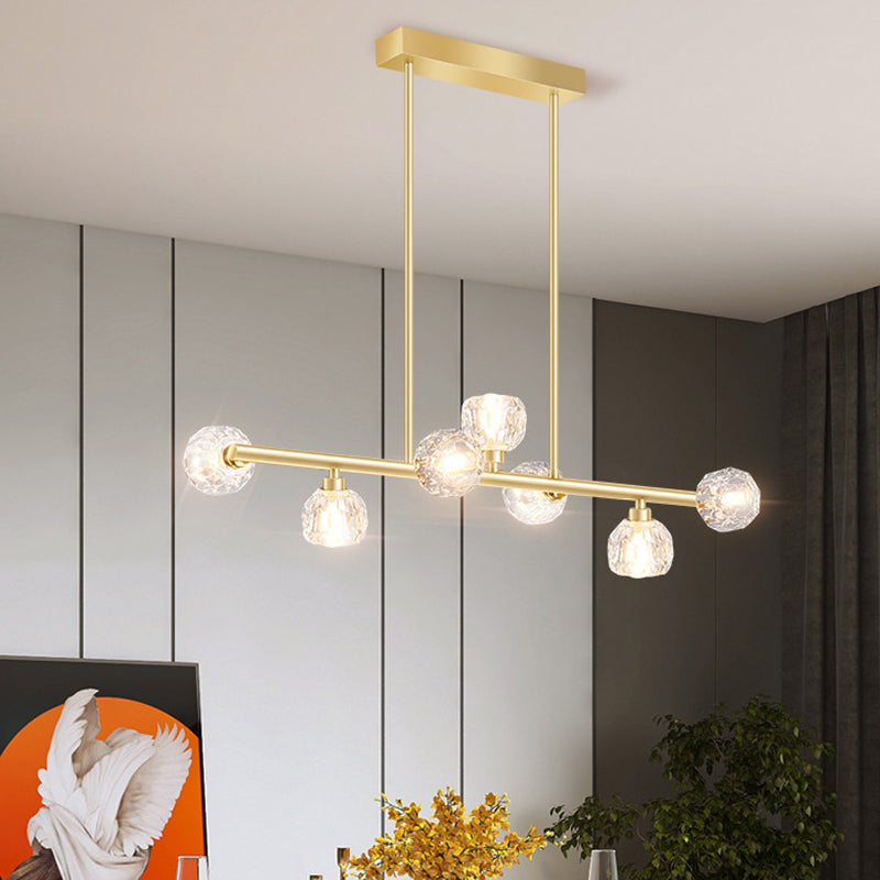7-Light Modern Golden Kitchen Island Lighting LED Ceiling Light for Bedroom