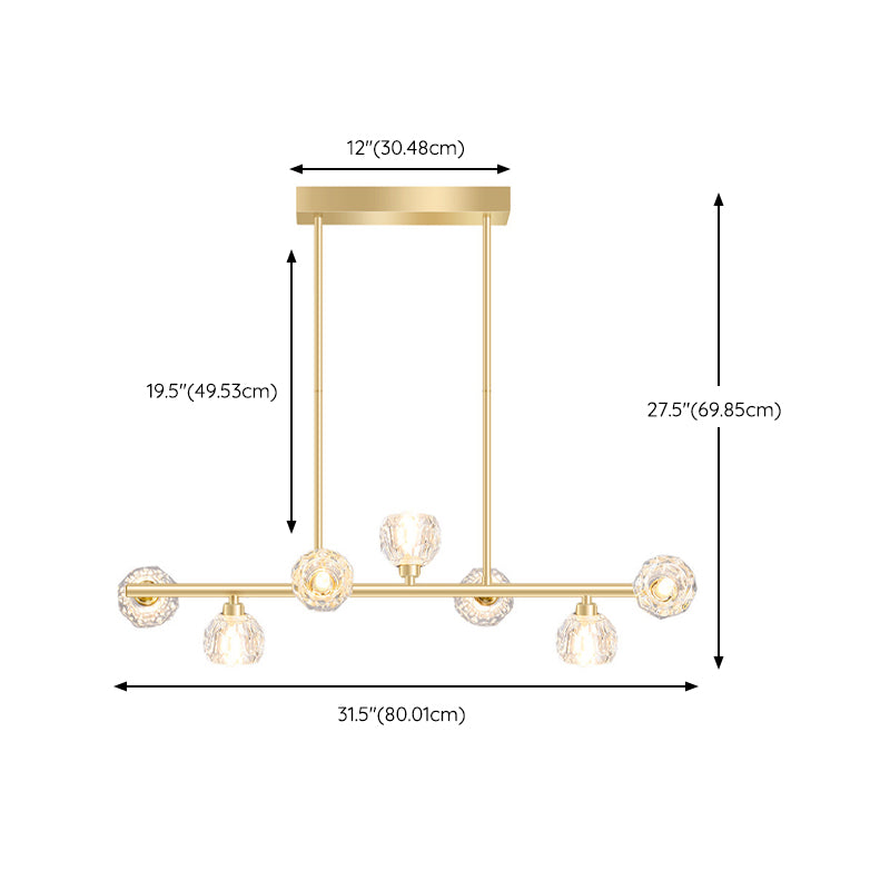 7-Light Modern Golden Kitchen Island Lighting LED Ceiling Light for Bedroom