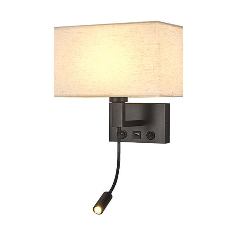 Iron and Fabric Wall Sconce Post Modern Wall Lighting Fixture in Black / Gold