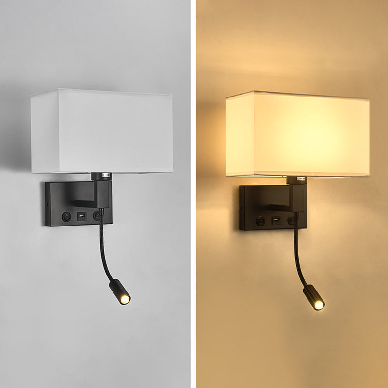 Iron and Fabric Wall Sconce Post Modern Wall Lighting Fixture in Black / Gold