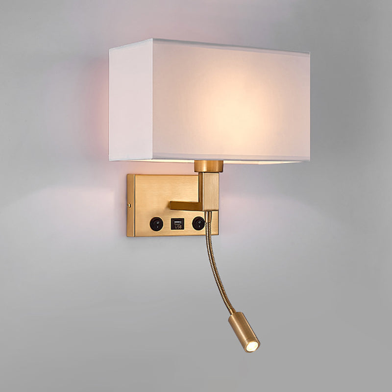 Iron and Fabric Wall Sconce Post Modern Wall Lighting Fixture in Black / Gold