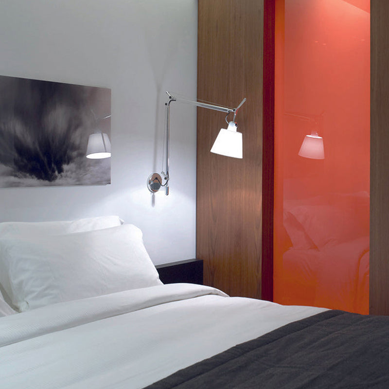 Silver Modern Metal Wall Sconce Cone Shape Wall Light with Fabric Shade for Living Room