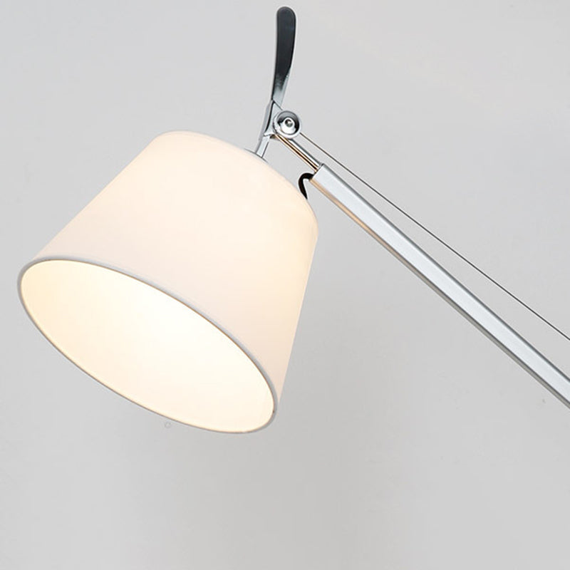 Silver Modern Metal Wall Sconce Cone Shape Wall Light with Fabric Shade for Living Room