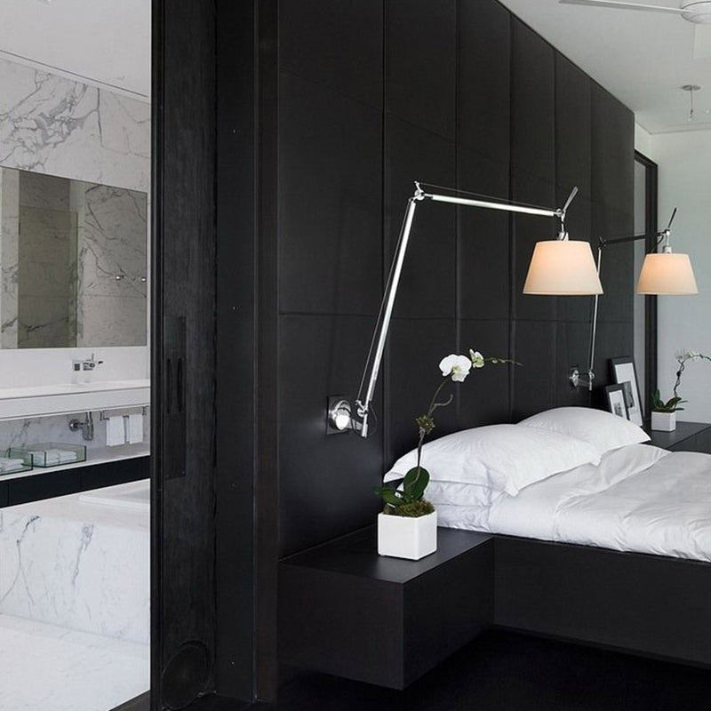 Silver Modern Metal Wall Sconce Cone Shape Wall Light with Fabric Shade for Living Room