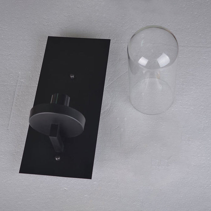 Industrial Metal Wall Sconce Cylinder Shape Wall Light with Glass Shade for Courtyard