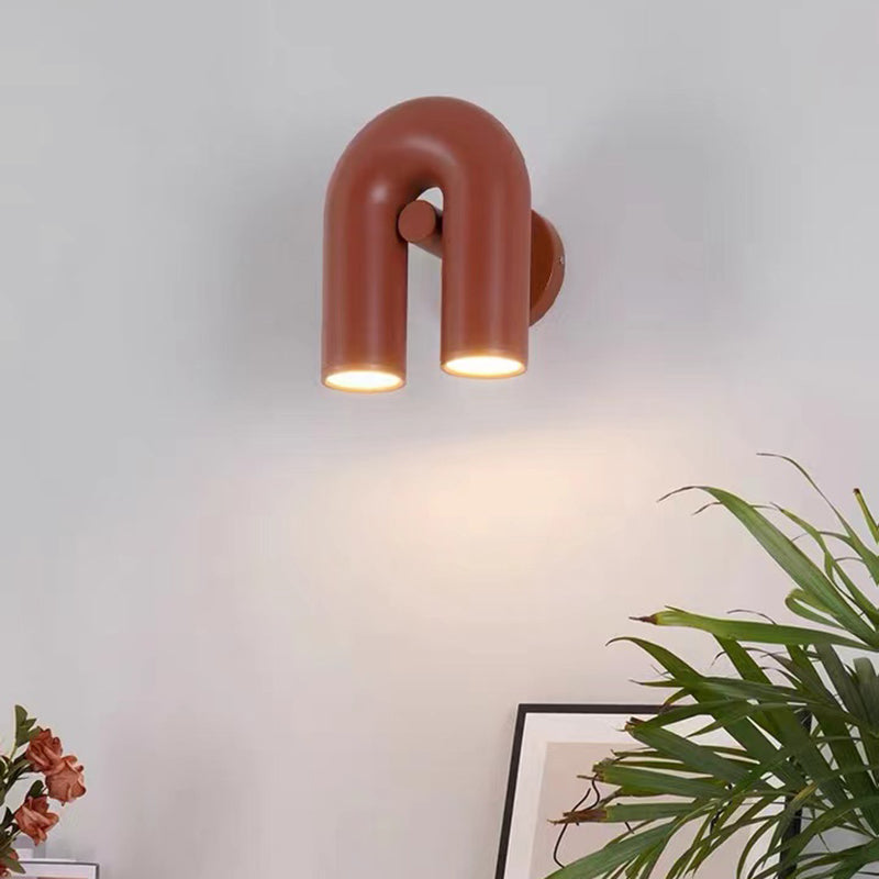 Modernism 2-Light Polished Wall Mounted Sconce Metallic Unique Wall Light