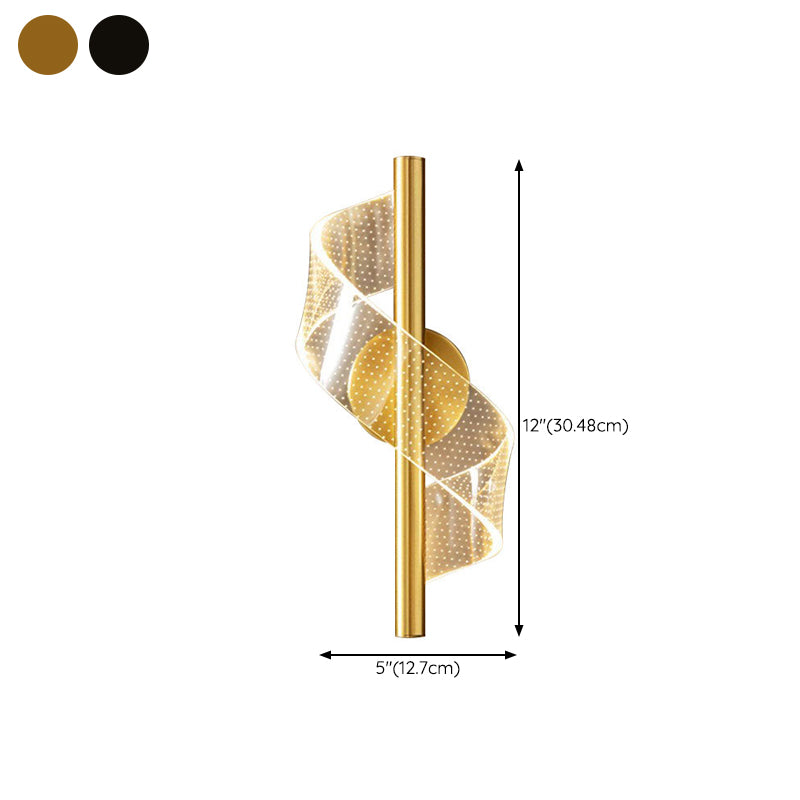Modernism Single Wall Mounted Sconce LED Acrylic Wall Light in Black/Golden Finish