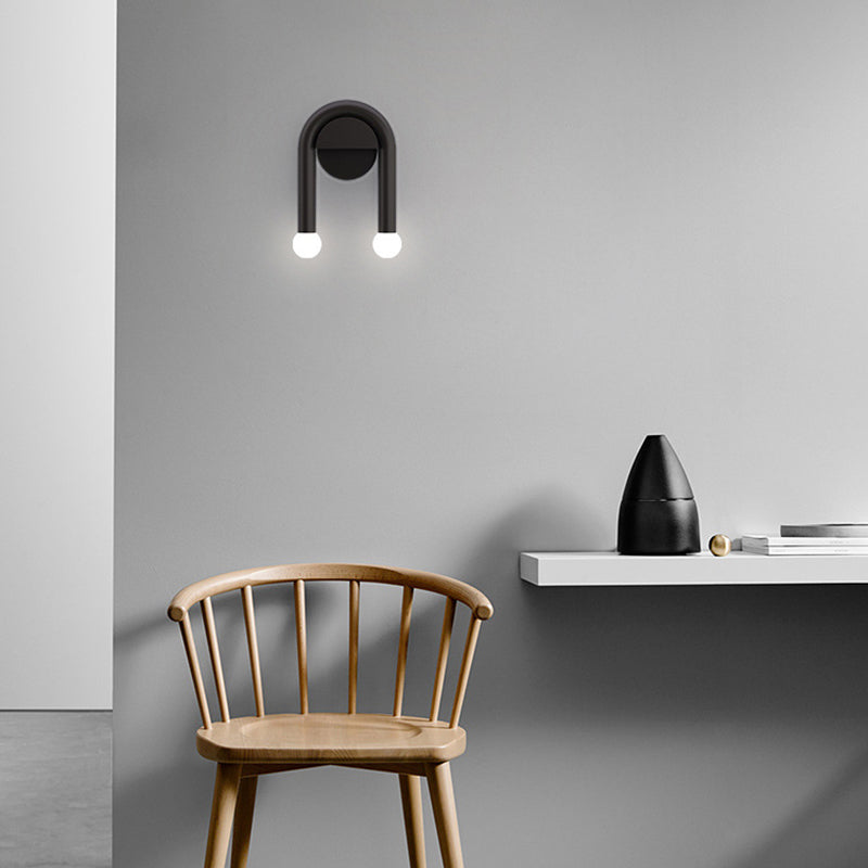 Modernism 2-Light Black Wall Mounted Sconce Metal Wall Light for Bedroom