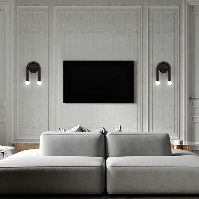 Modernism 2-Light Black Wall Mounted Sconce Metal Wall Light for Bedroom