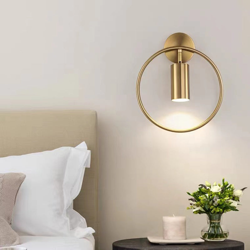 Modernism Single Golden/Black Wall Mounted Sconce Metal Shaded Wall Light