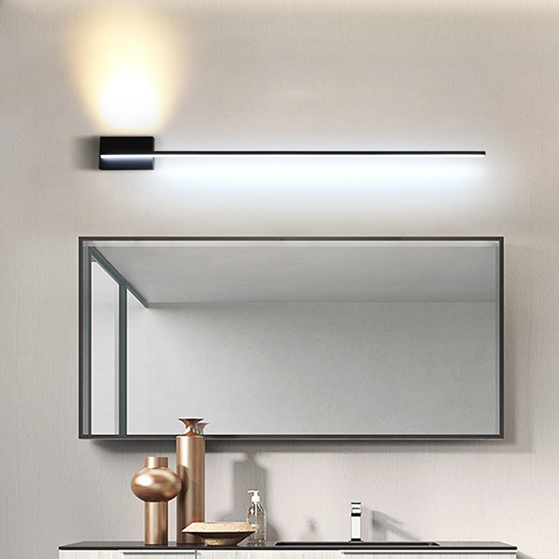 Linear Shape Metal Vanity Lamp Modern Style 2 Lights Vanity Light Fixture in Black