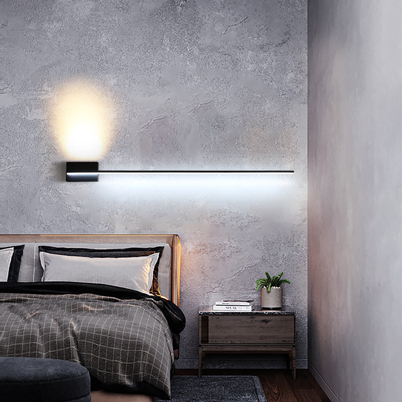 Linear Shape Metal Vanity Lamp Modern Style 2 Lights Vanity Light Fixture in Black