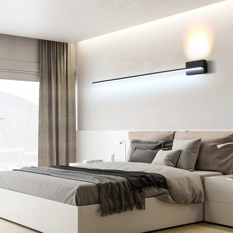 Linear Shape Metal Vanity Lamp Modern Style 2 Lights Vanity Light Fixture in Black