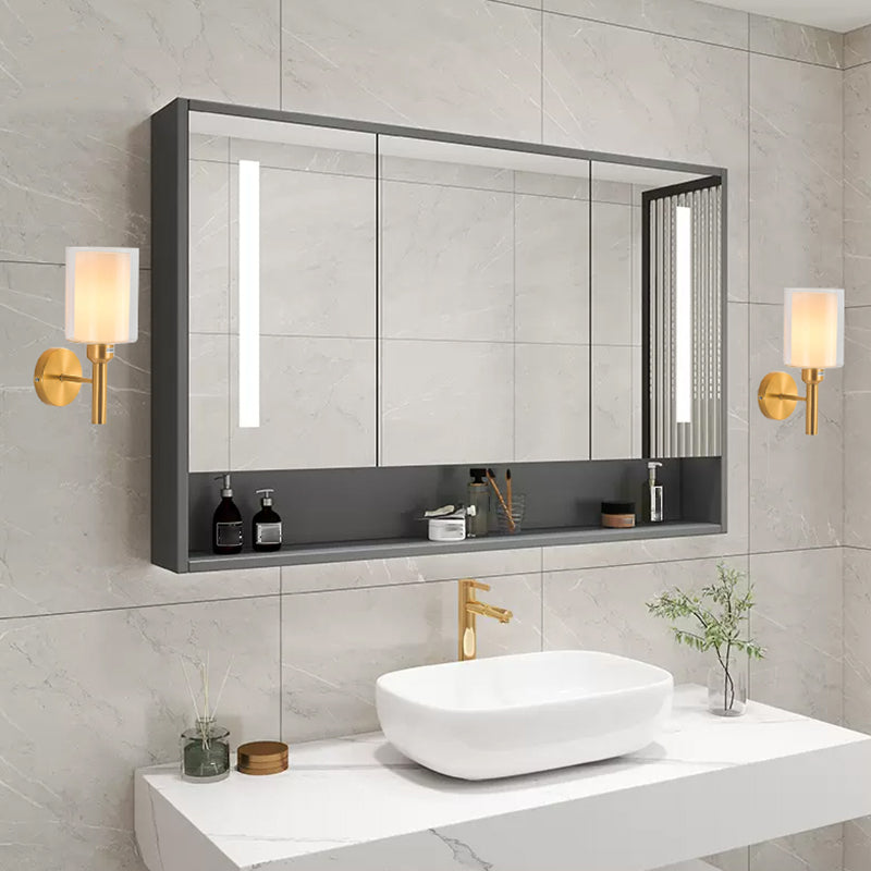 Modern Vanity Lighting Cylinder Shade Wall Light Fixture with Glass for Bathroom