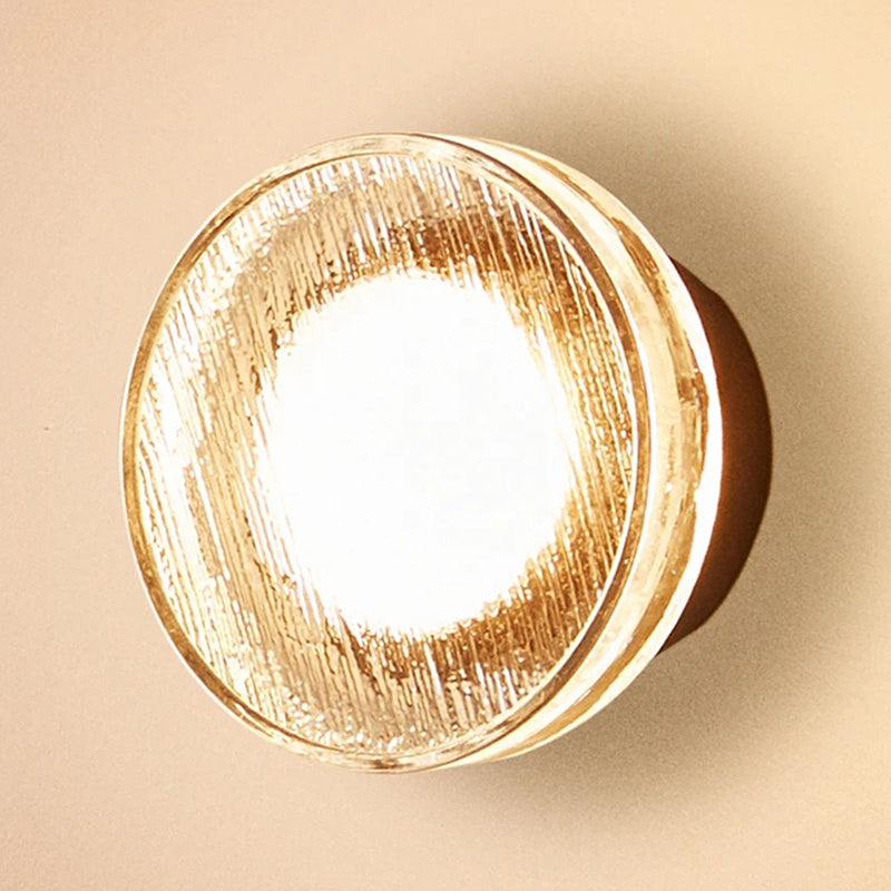 1 Light Glass Bath Sconce in Black & Clear Traditional Round Bathroom Vanity Lighting