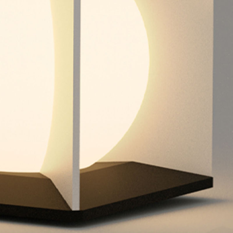 Metal Square Shape Solar Pillar Lamp Modern Style 1 Light Outdoor Lights in Black