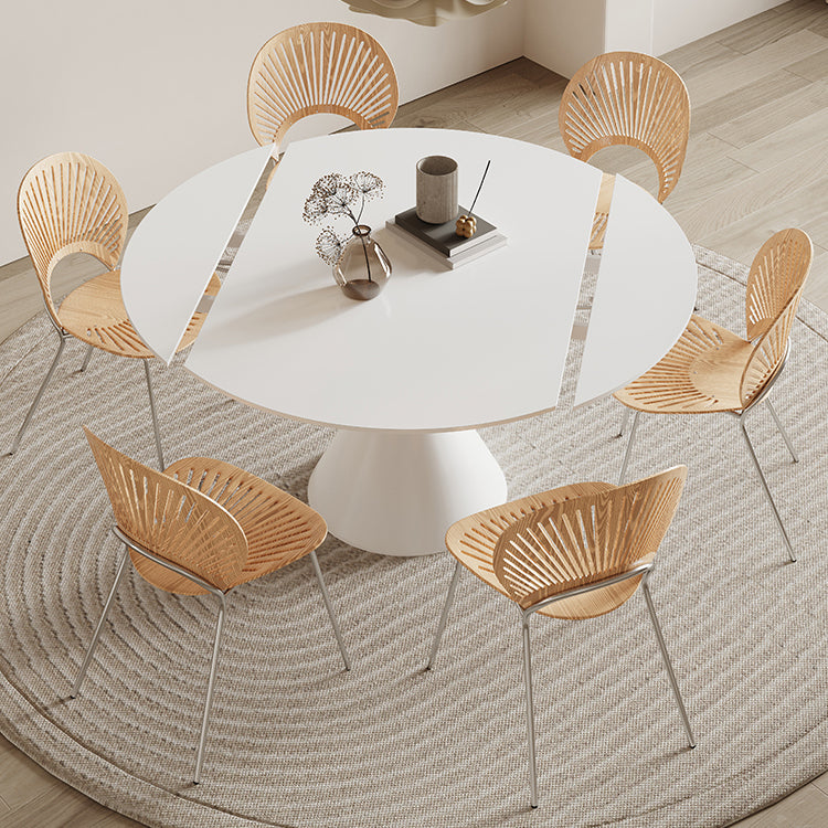 Contemporary 1/4/5/7 Pieces Furniture Round Stone Dining Set in White