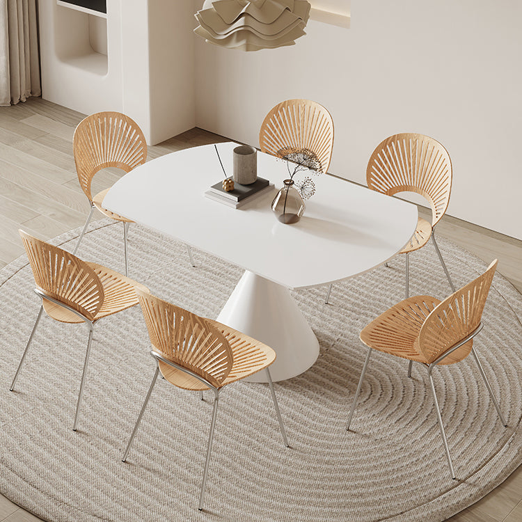 Contemporary 1/4/5/7 Pieces Furniture Round Stone Dining Set in White