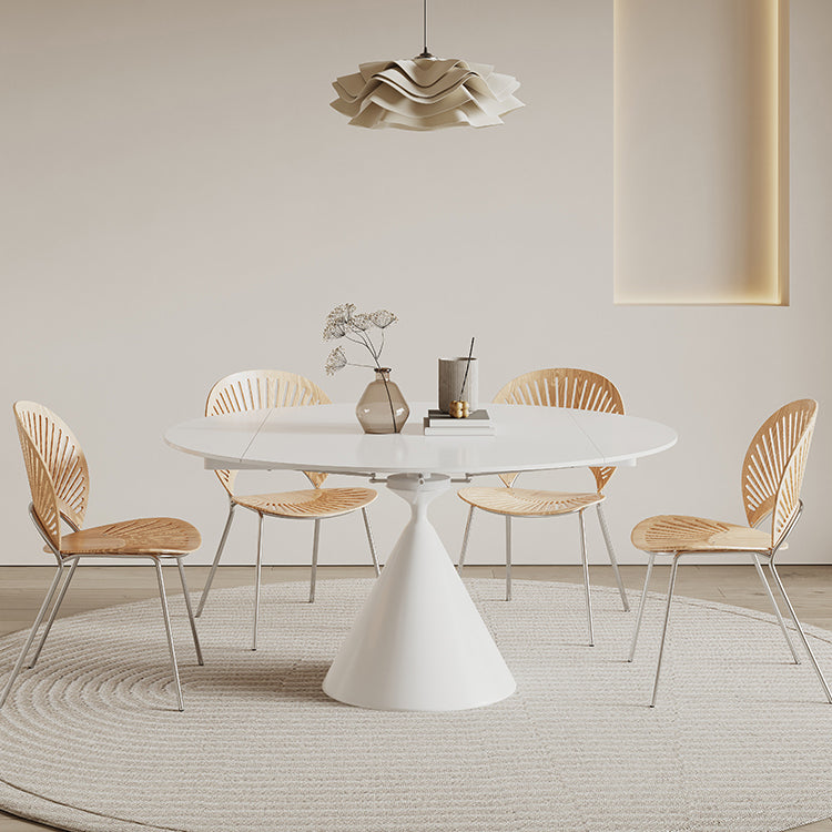 Contemporary 1/4/5/7 Pieces Furniture Round Stone Dining Set in White