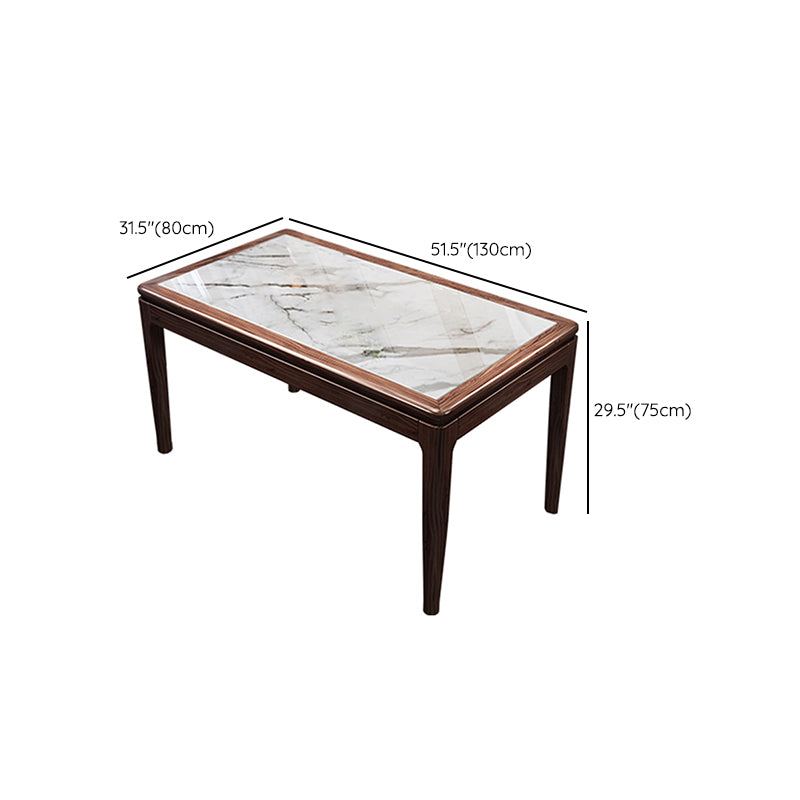 Contemporary 1/2/5/7 Pieces Furniture Rectangle Stone Dining Set in Brown