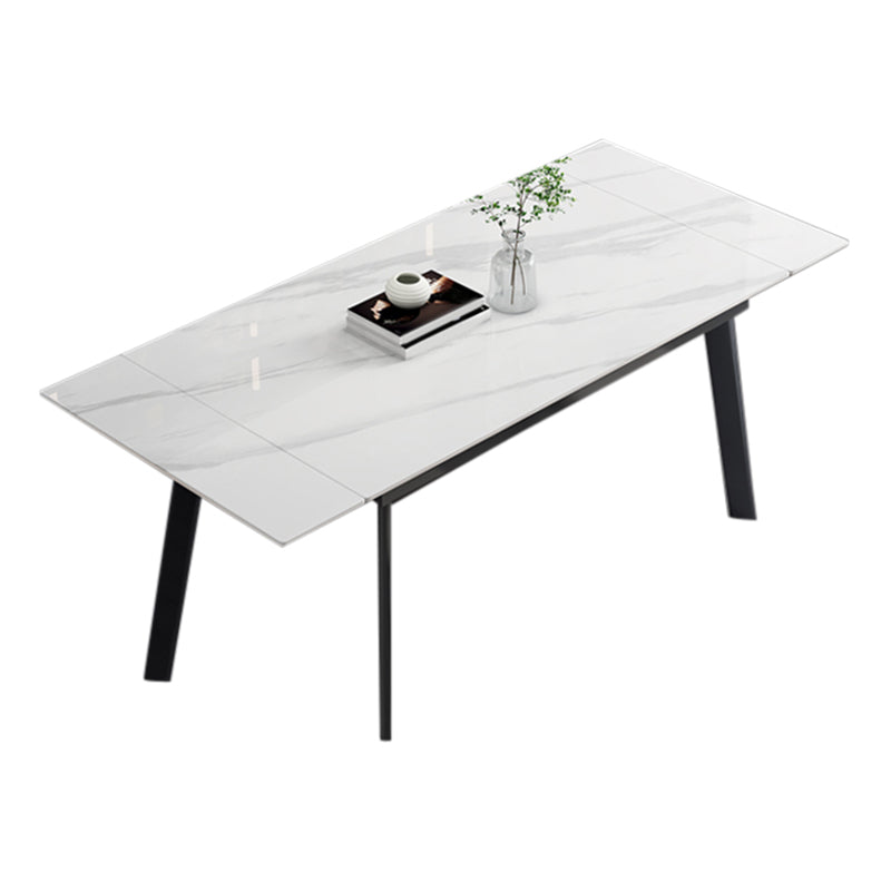 Contemporary 1/2/5/7 Pieces Furniture Rectangle Stone Dining Set in White