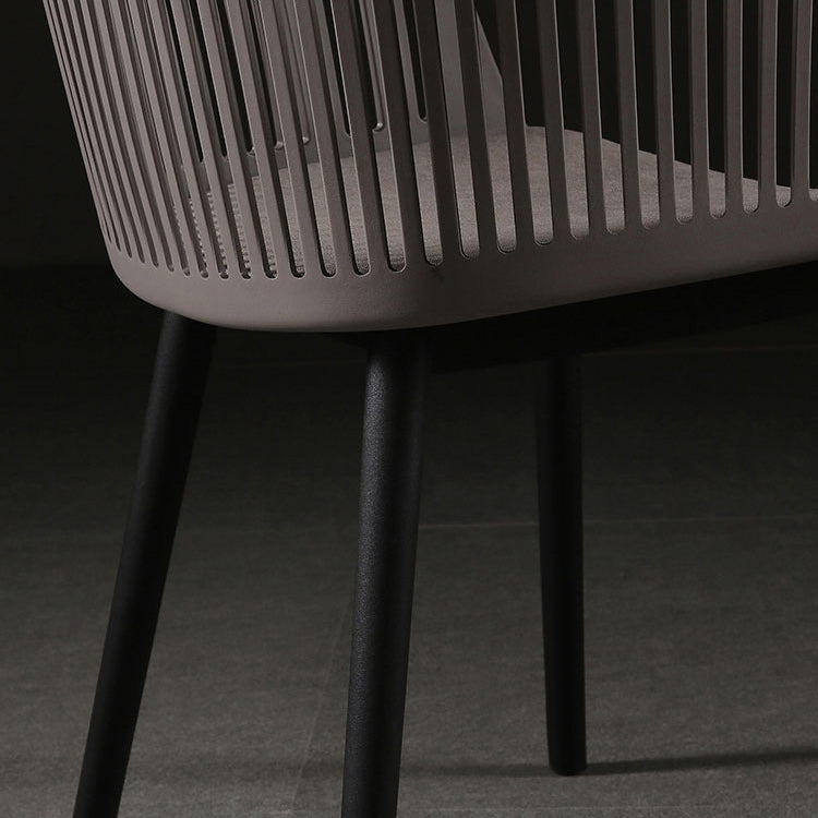 Slat Back Dining Side Chair Industrial Plastic Dining Arm Chair in Black Legs