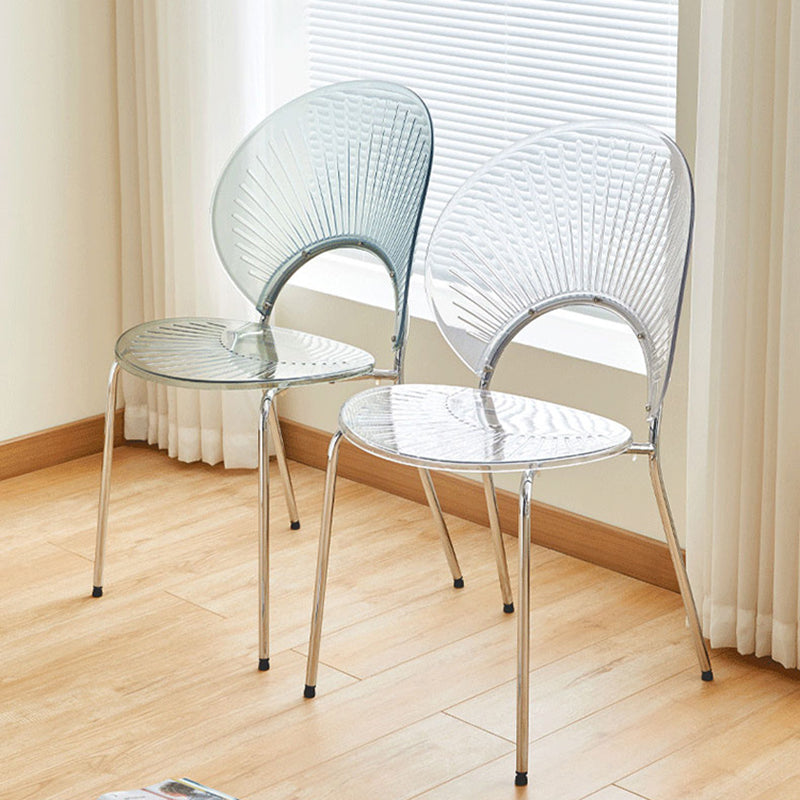 Nordic Metal Side Chair Low Back Armless Chair for Patio Use