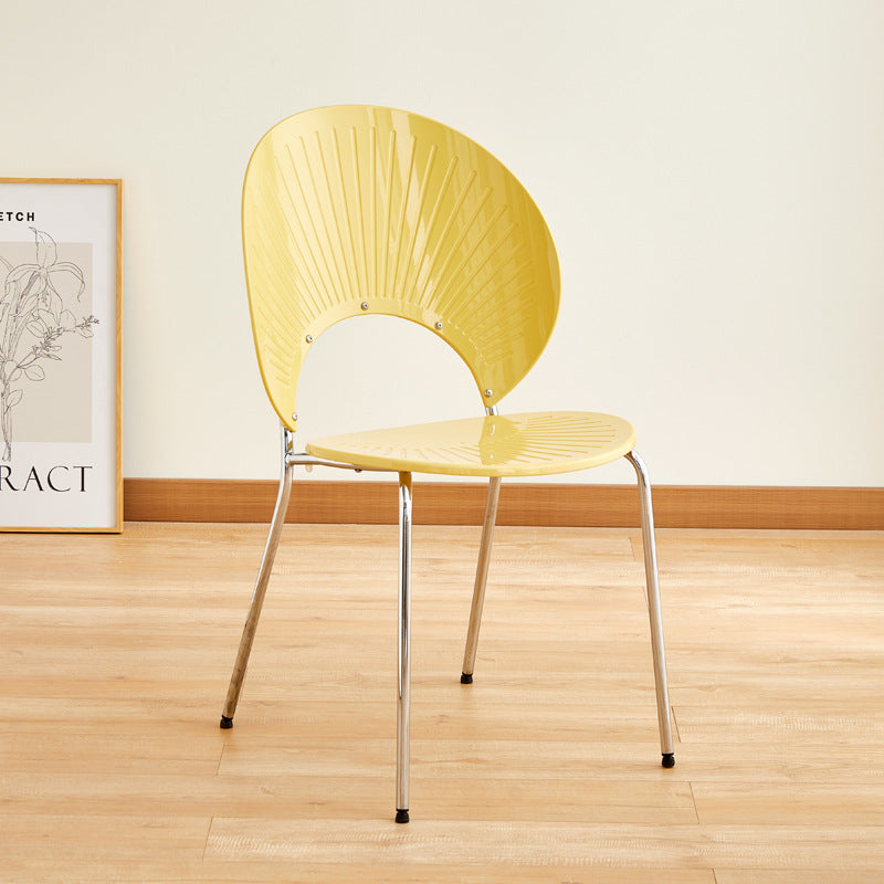 Nordic Metal Side Chair Low Back Armless Chair for Patio Use