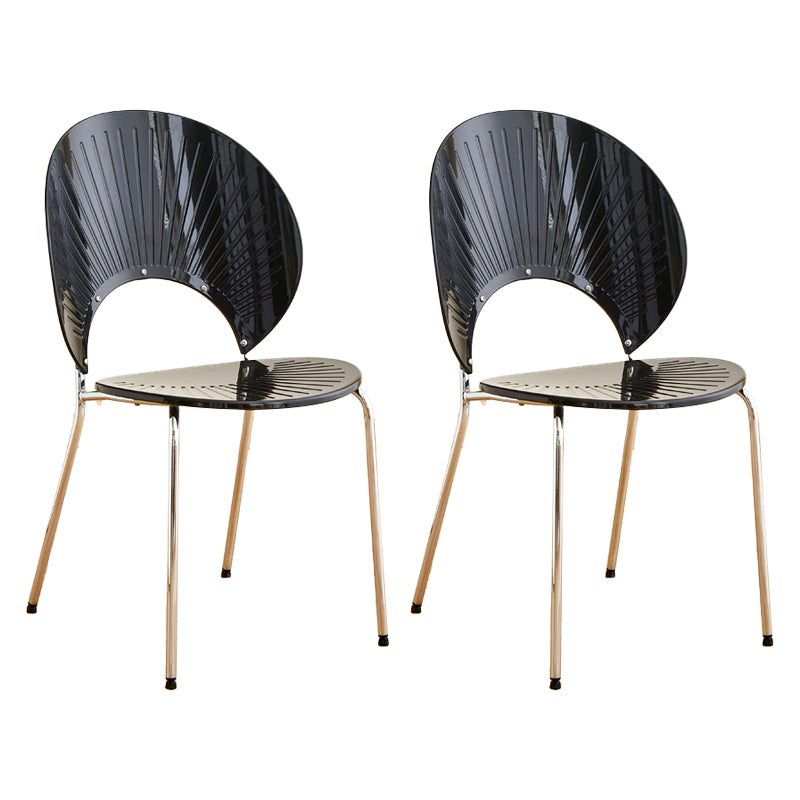 Nordic Metal Side Chair Low Back Armless Chair for Patio Use