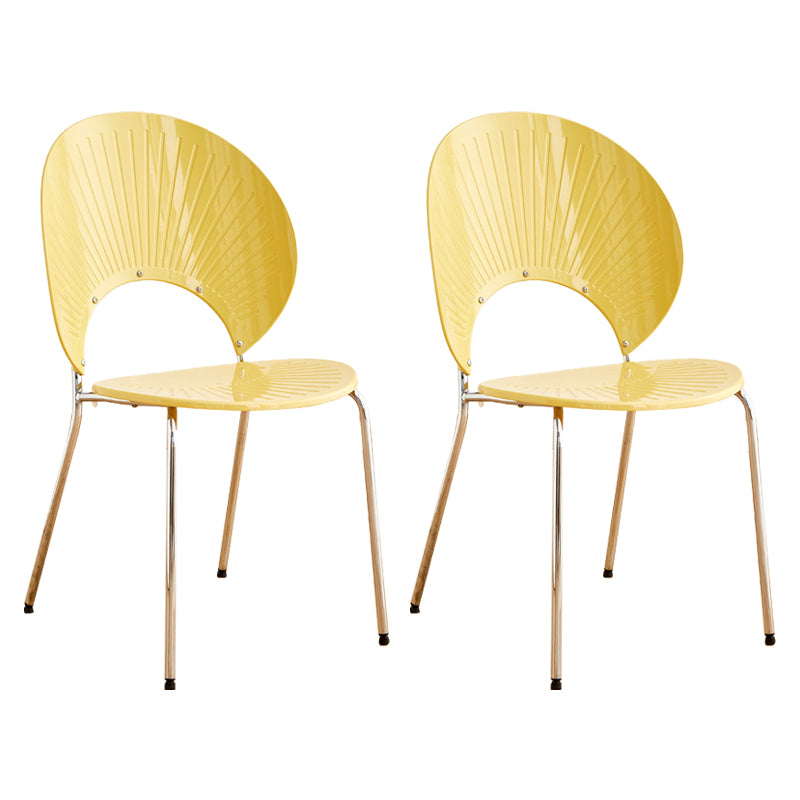 Nordic Metal Side Chair Low Back Armless Chair for Patio Use