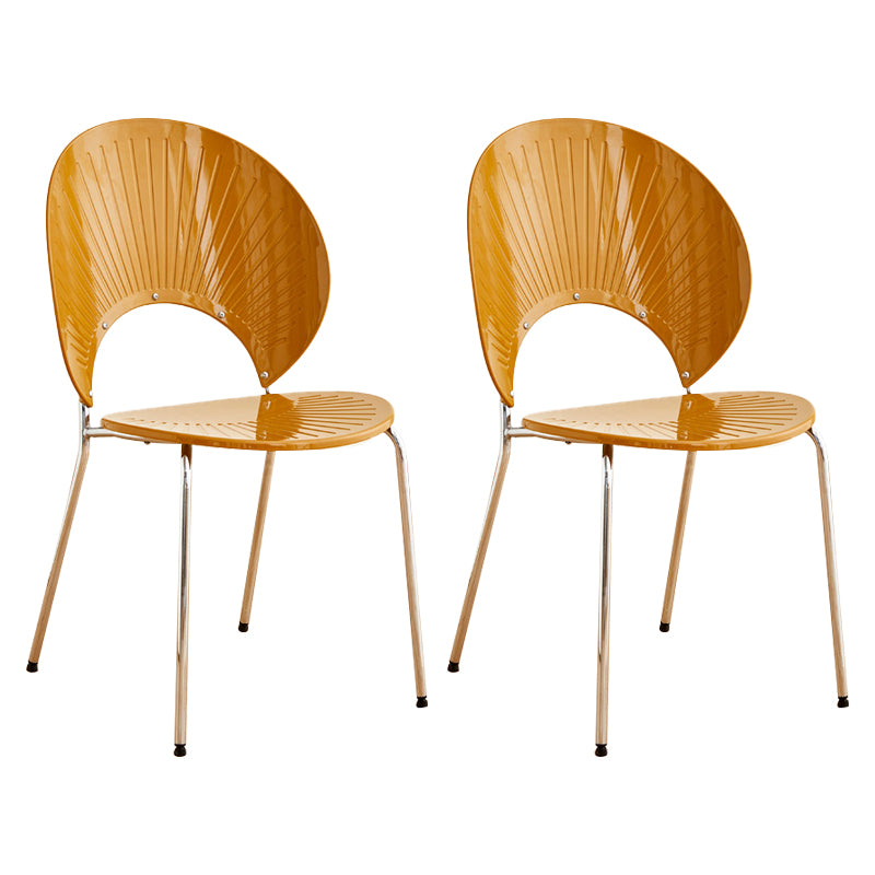 Nordic Metal Side Chair Low Back Armless Chair for Patio Use