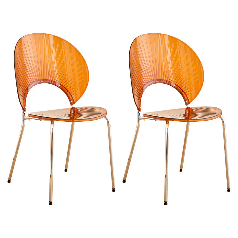 Nordic Metal Side Chair Low Back Armless Chair for Patio Use