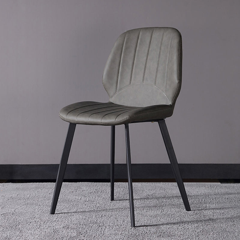 Nordic Metal Side Chair Wingback Armless Chair with Black Legs