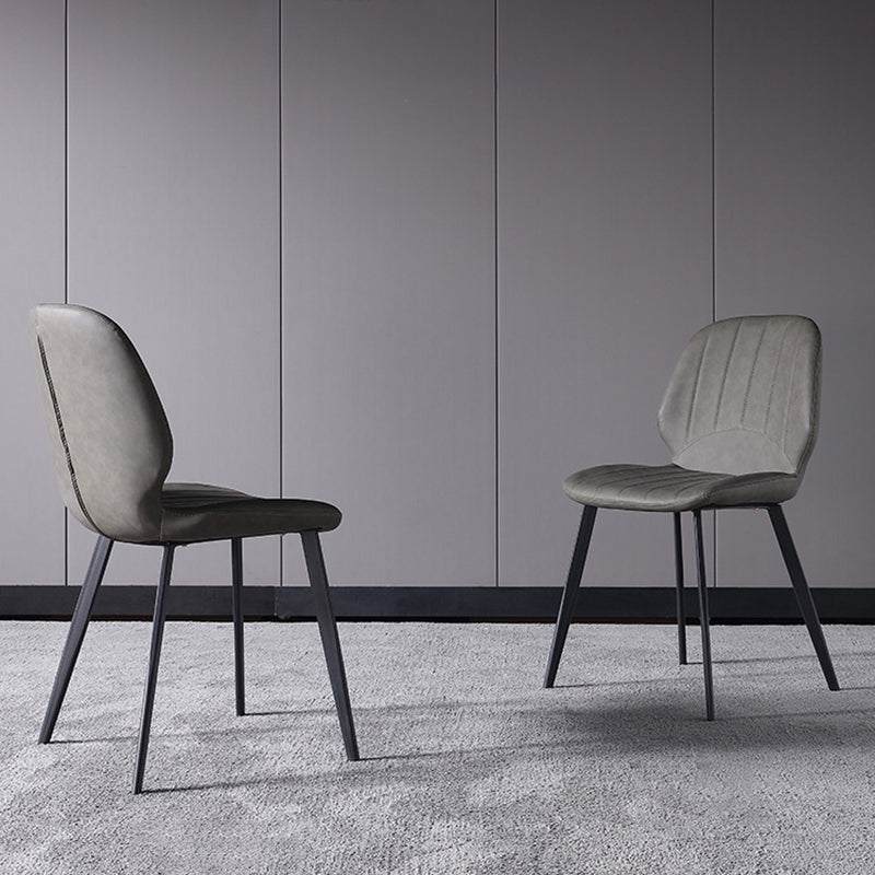 Nordic Metal Side Chair Wingback Armless Chair with Black Legs