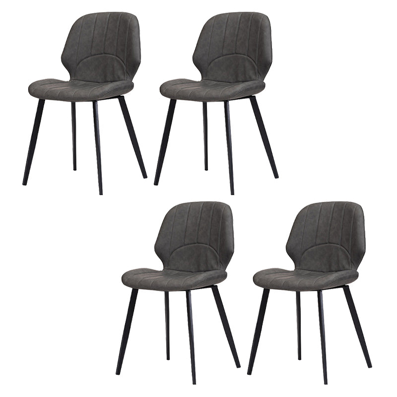 Nordic Metal Side Chair Wingback Armless Chair with Black Legs