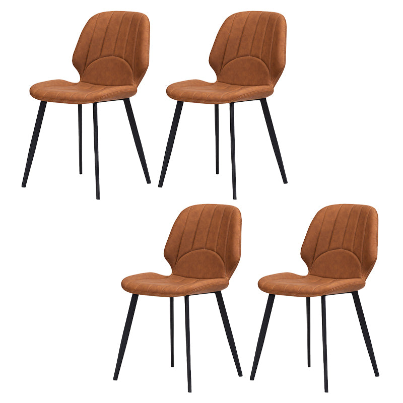 Nordic Metal Side Chair Wingback Armless Chair with Black Legs