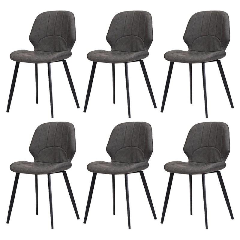 Nordic Metal Side Chair Wingback Armless Chair with Black Legs
