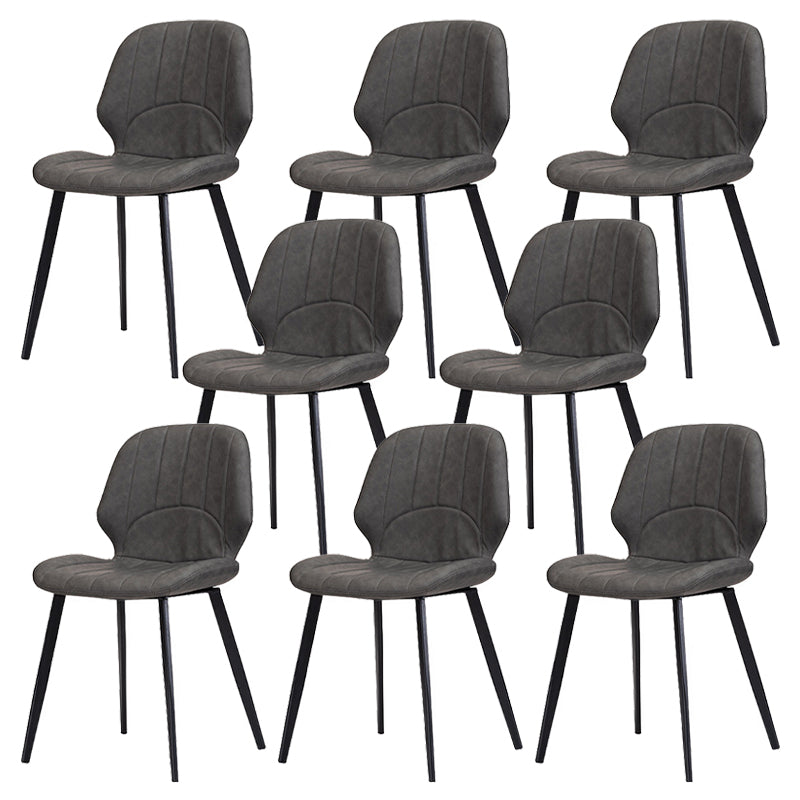 Nordic Metal Side Chair Wingback Armless Chair with Black Legs