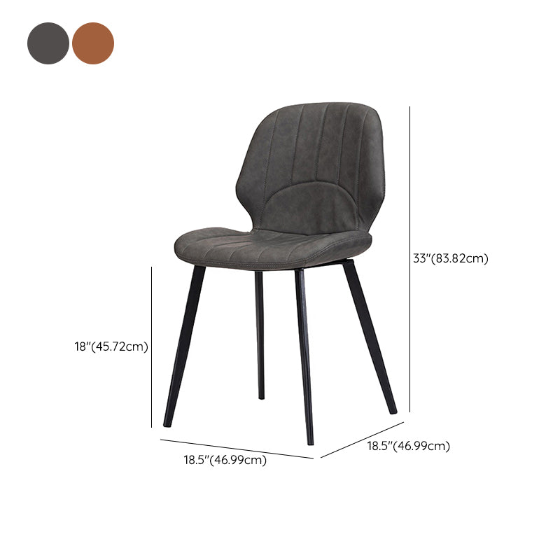 Nordic Metal Side Chair Wingback Armless Chair with Black Legs