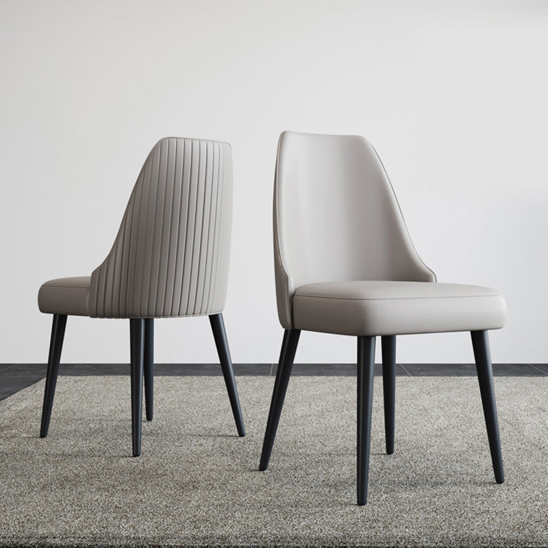 Nordic Metal Side Chair Parsons Armless Chair with Black Legs