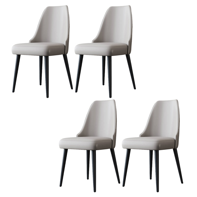 Nordic Metal Side Chair Parsons Armless Chair with Black Legs