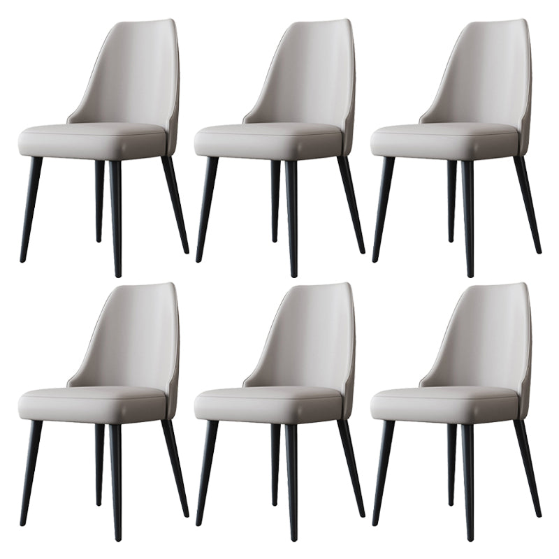 Nordic Metal Side Chair Parsons Armless Chair with Black Legs