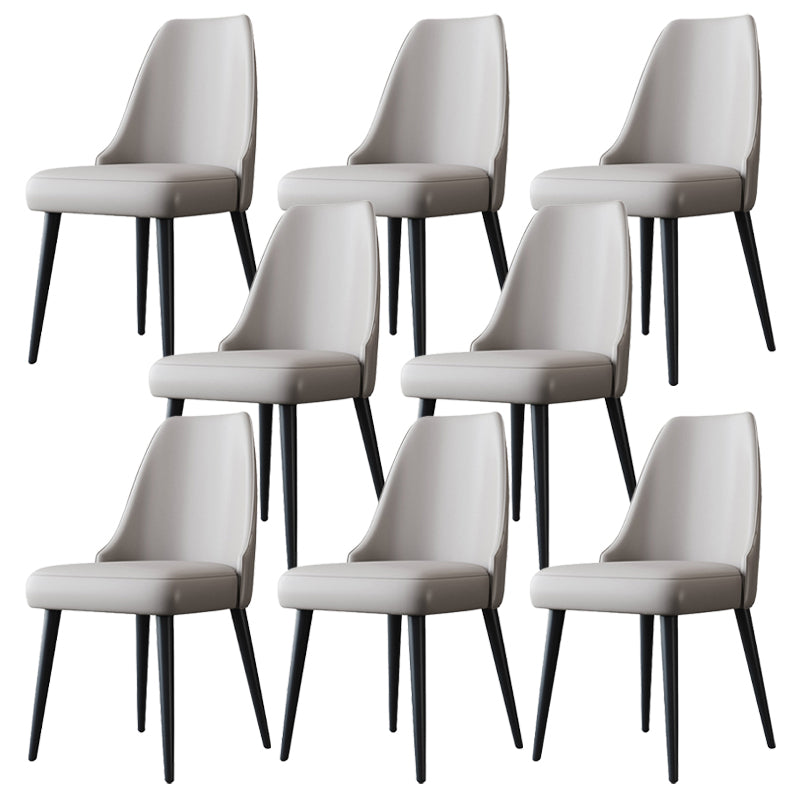 Nordic Metal Side Chair Parsons Armless Chair with Black Legs