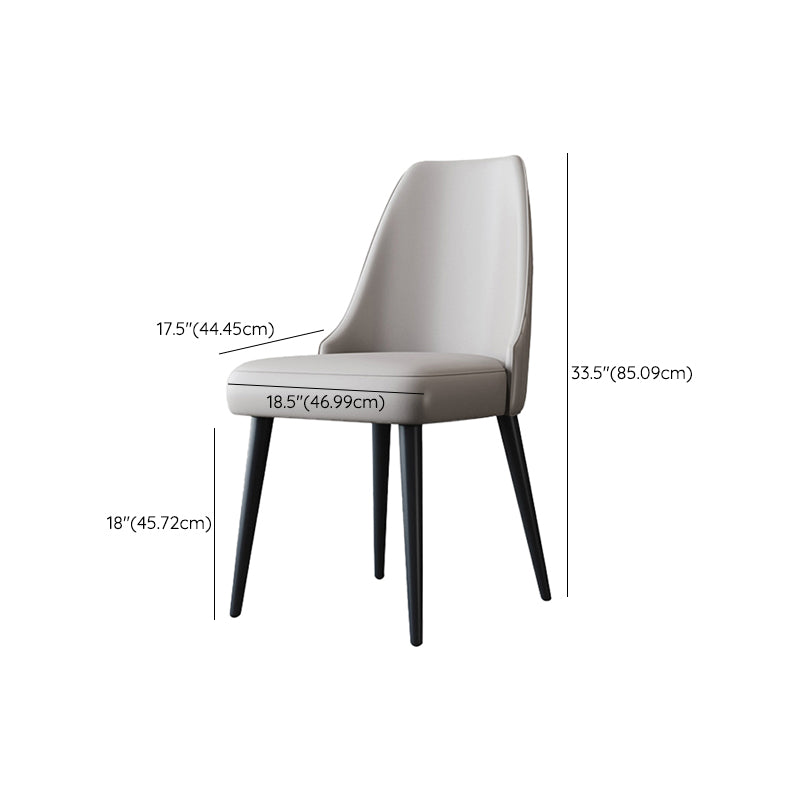 Nordic Metal Side Chair Parsons Armless Chair with Black Legs