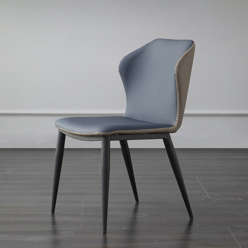 Faux Leather Side Chair Wingback Armless Chair with Black Legs