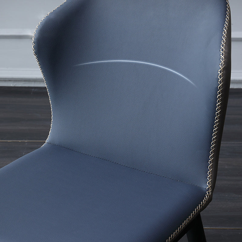 Faux Leather Side Chair Wingback Armless Chair with Black Legs