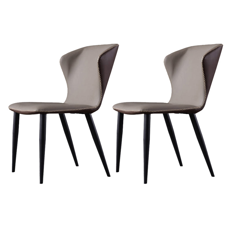 Faux Leather Side Chair Wingback Armless Chair with Black Legs