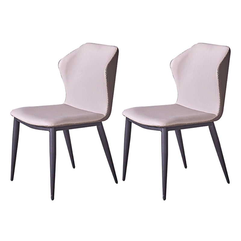 Faux Leather Side Chair Wingback Armless Chair with Black Legs