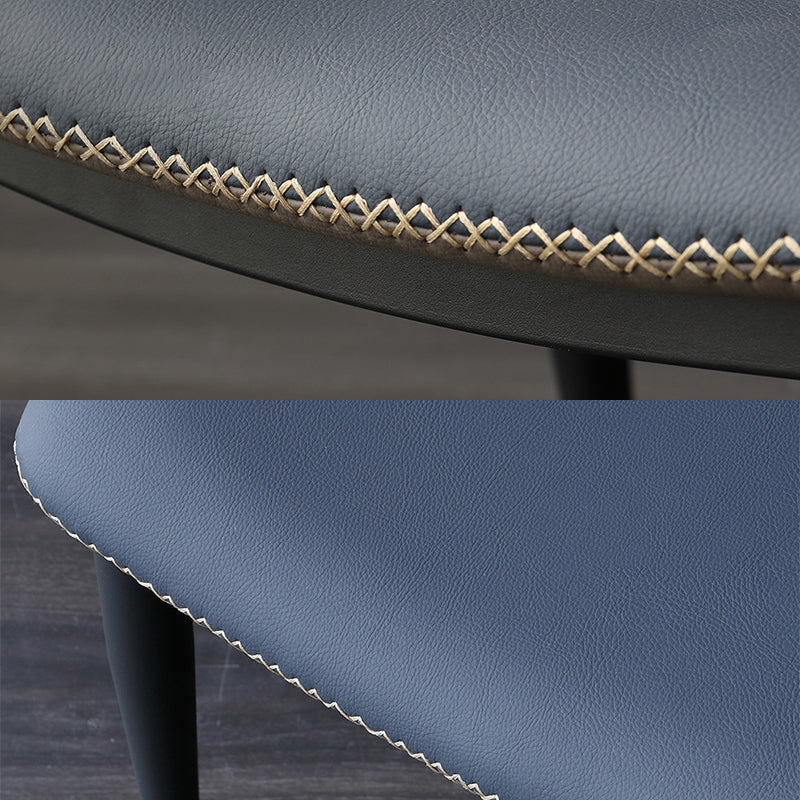 Faux Leather Side Chair Wingback Armless Chair with Black Legs